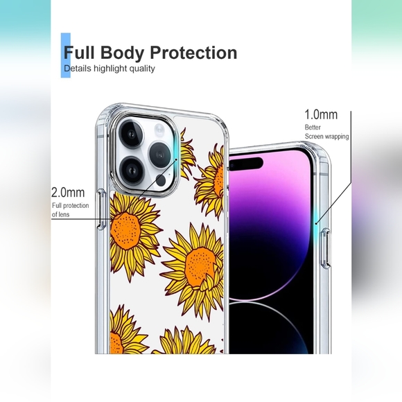 Iphone 14 Pro Max Case Cute Sunflower Makeup Mirror Cover- new in package - Picture 4 of 4